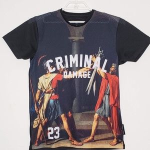 Criminal Damage Roman Print Jersey Mesh Shirt